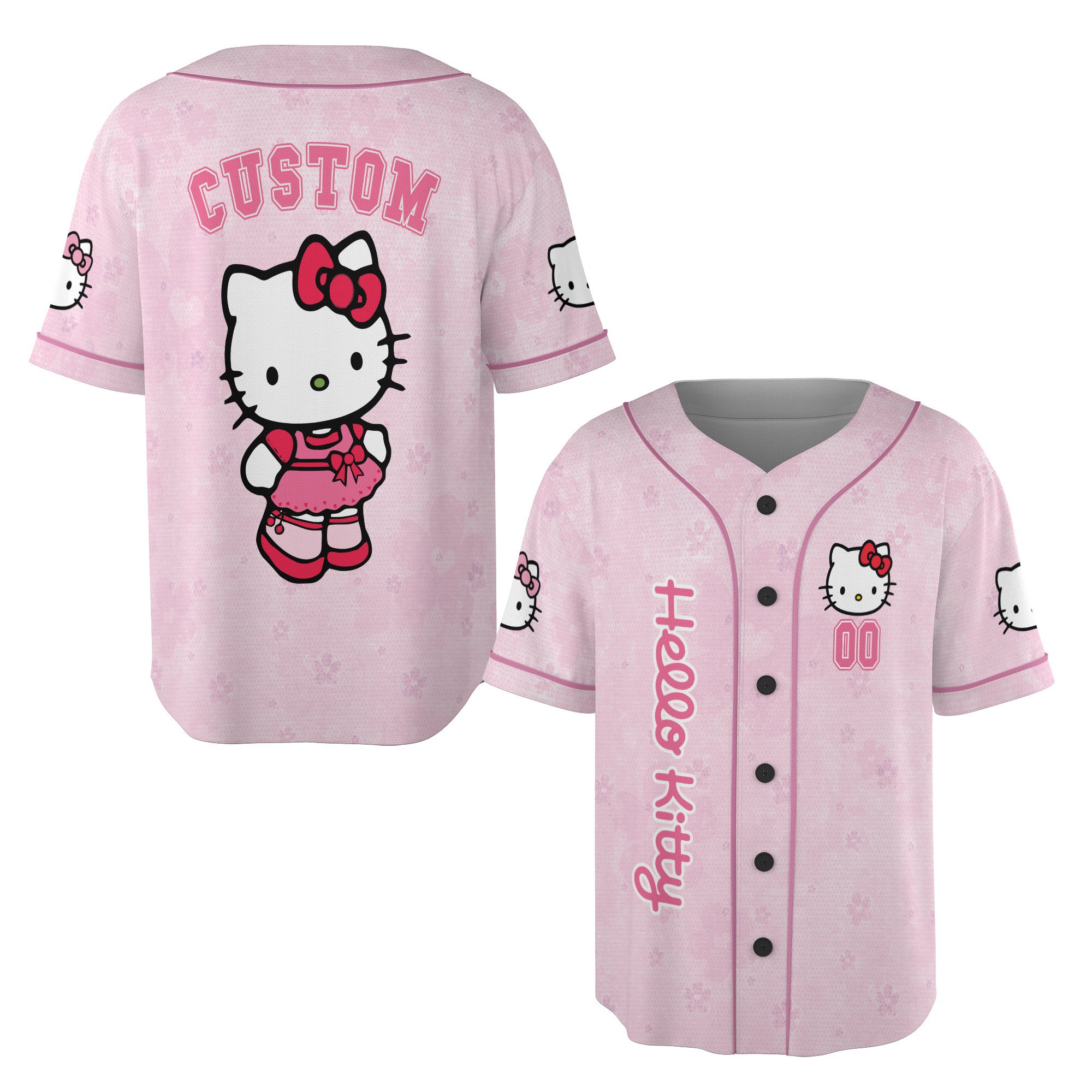 Custom Hello Kitty Pink Baseball Jersey New Season For Men Women And Kid