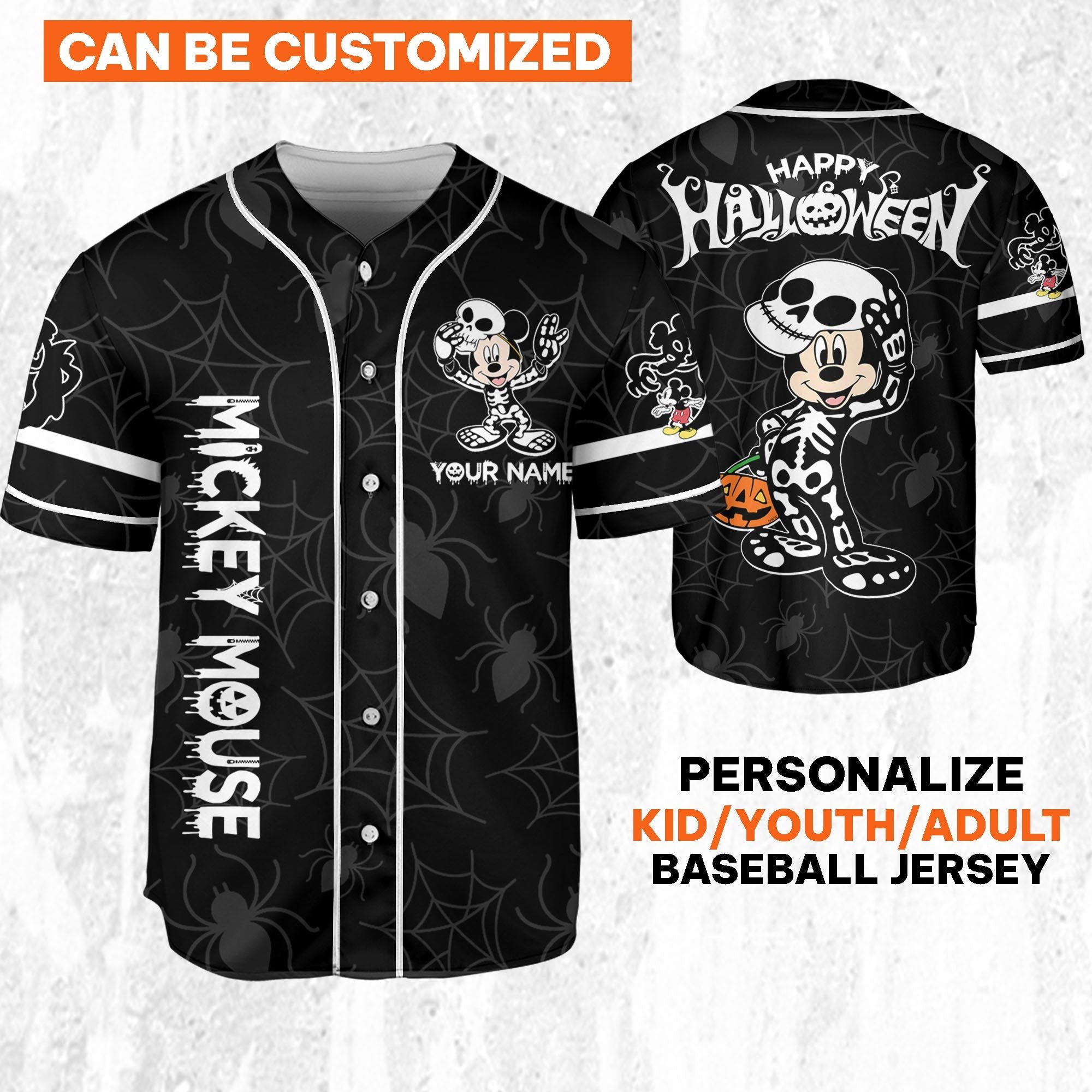 Custom Halloween Mickey Mouse Baseball Jersey New Season For Men Women And Kid
