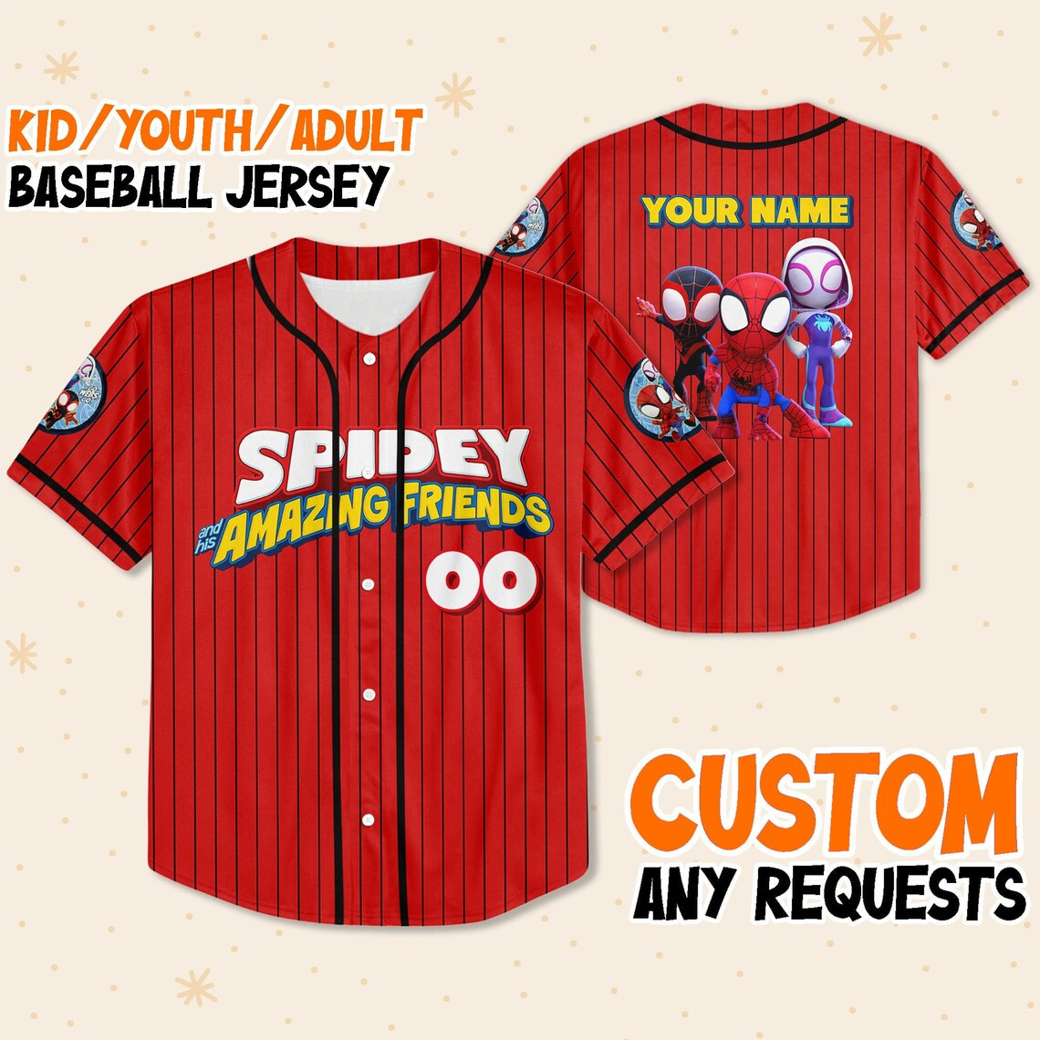 Custom Spidey & Friends Baseball Jersey New Season For Men Women And Kid