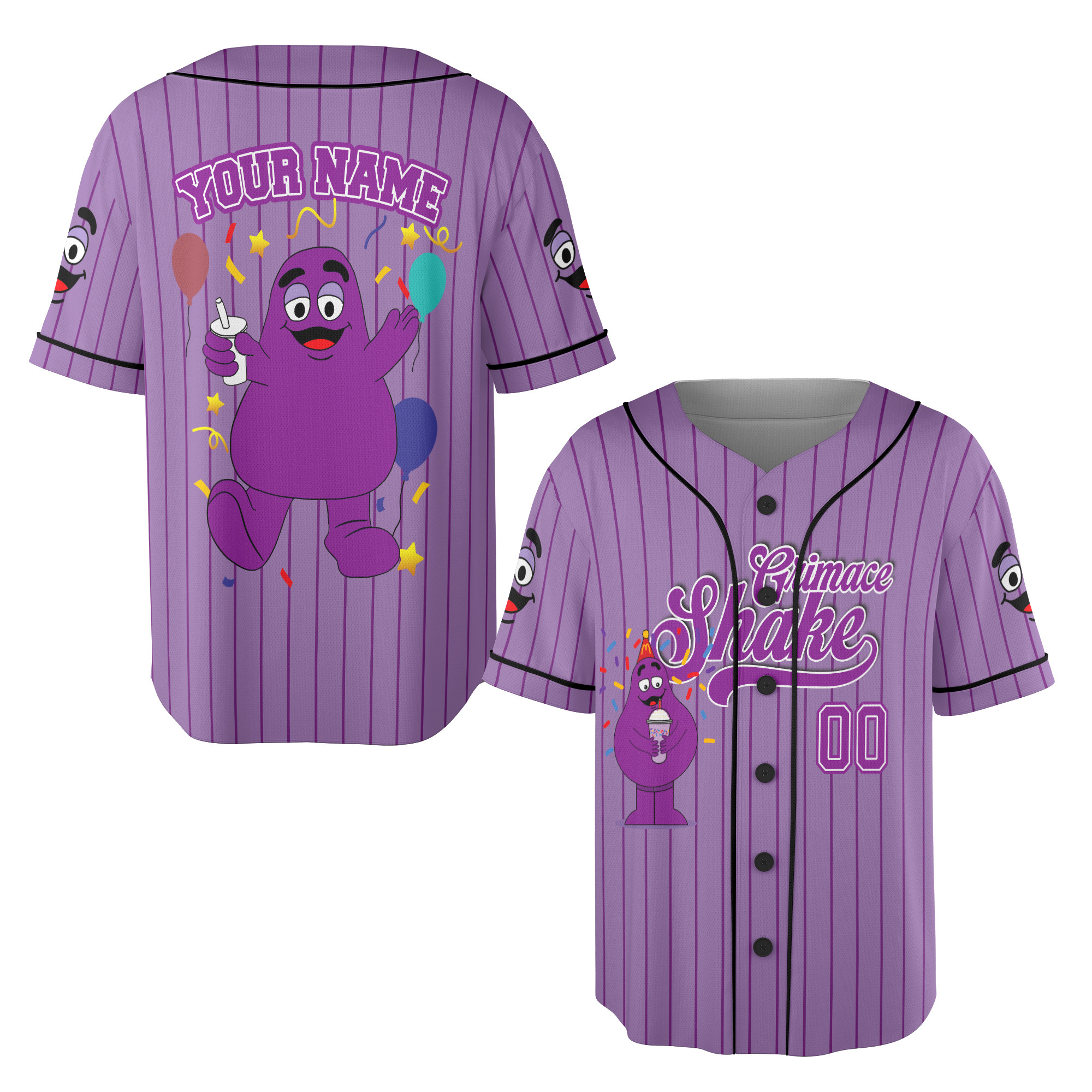 Customizable Purple Cartoon Baseball Jersey New Season For Men Women And Kid