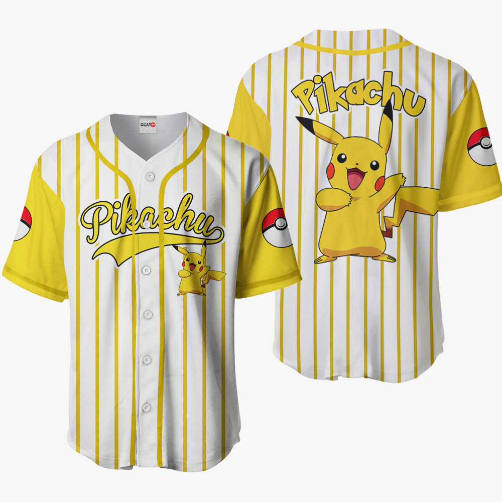Pikachu Baseball Jersey Pokemon Anime For Men And Women