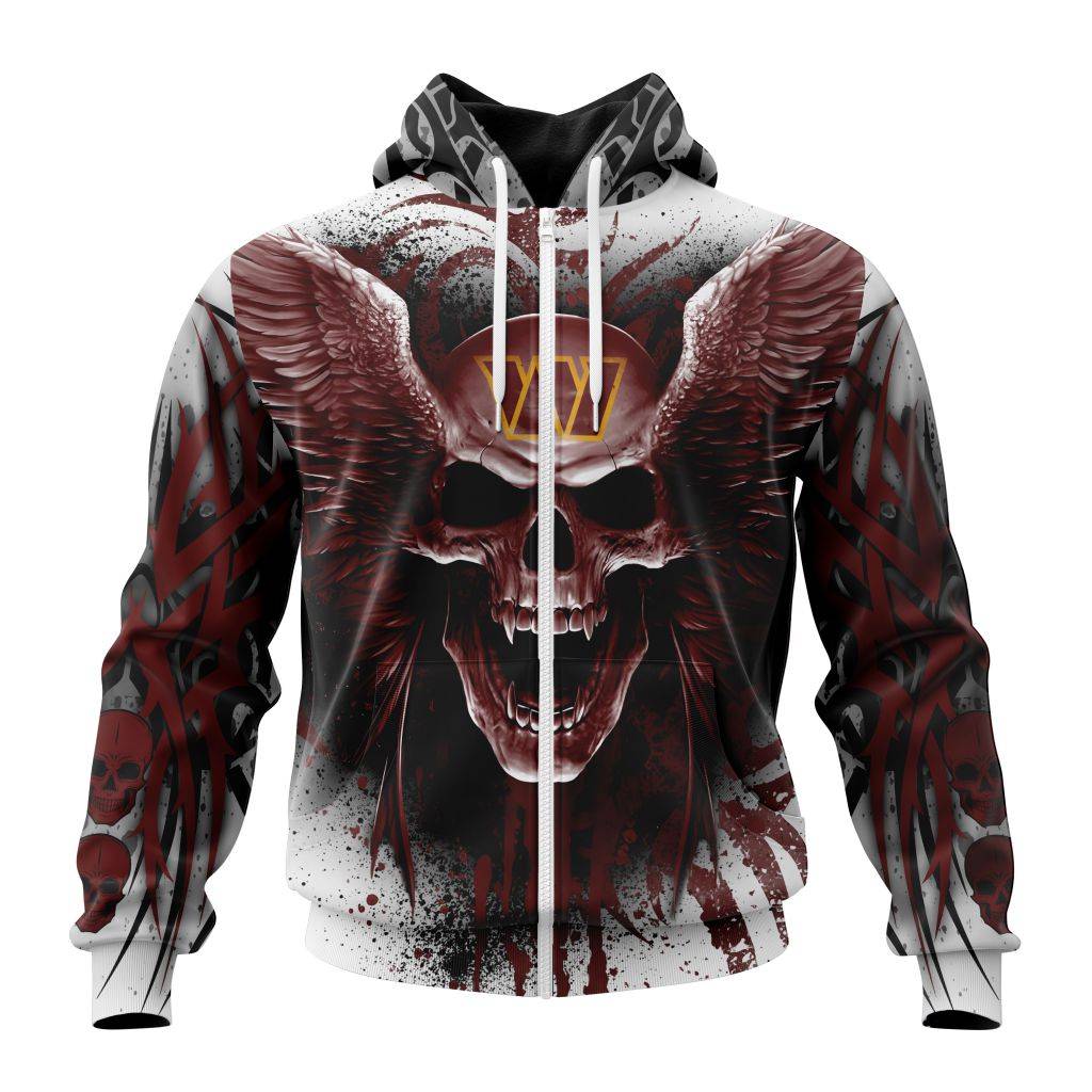 Nfl Washington Commanders Special Kits With Skull Art Zip Hoodie Personalized 