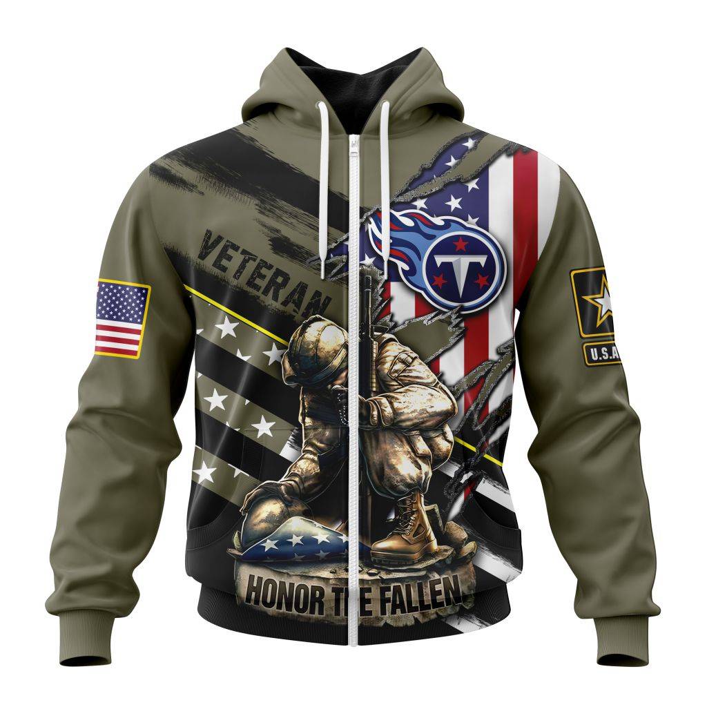 Nfl Tennessee Titans Honor Veterans Kneeling Soldier Zip Hoodie Personalized 