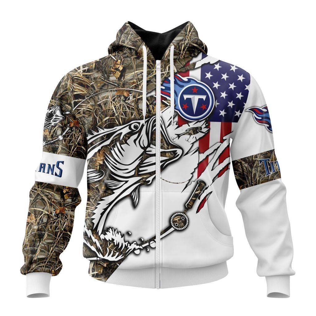 Nfl Tennessee Titans Fishing With Flag Of The United States Zip Hoodie Personalized 
