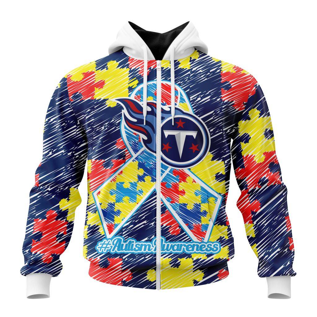 Nfl Tennessee Titans Puzzle Autism Awareness Zip Hoodie Personalized 