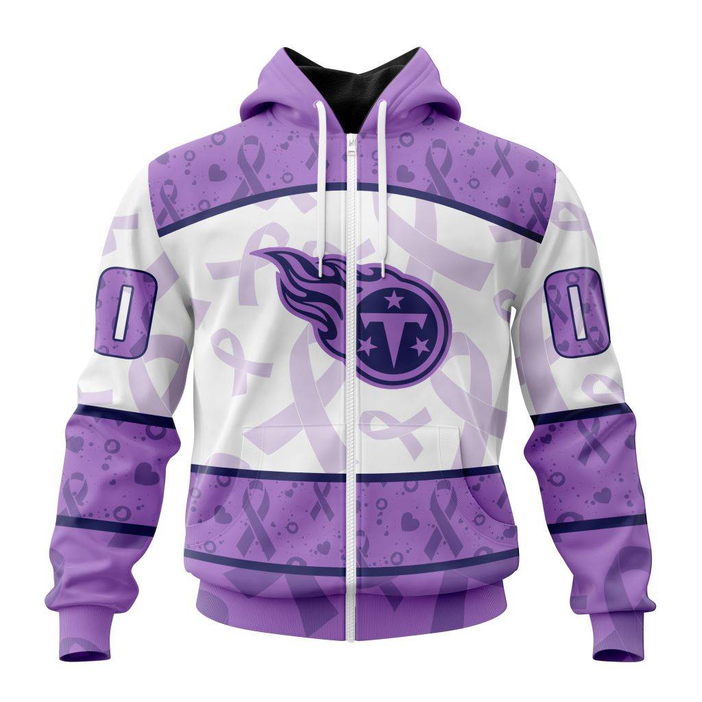 Nfl Tennessee Titans Special Lavender Fights Cancer Zip Hoodie Personalized 