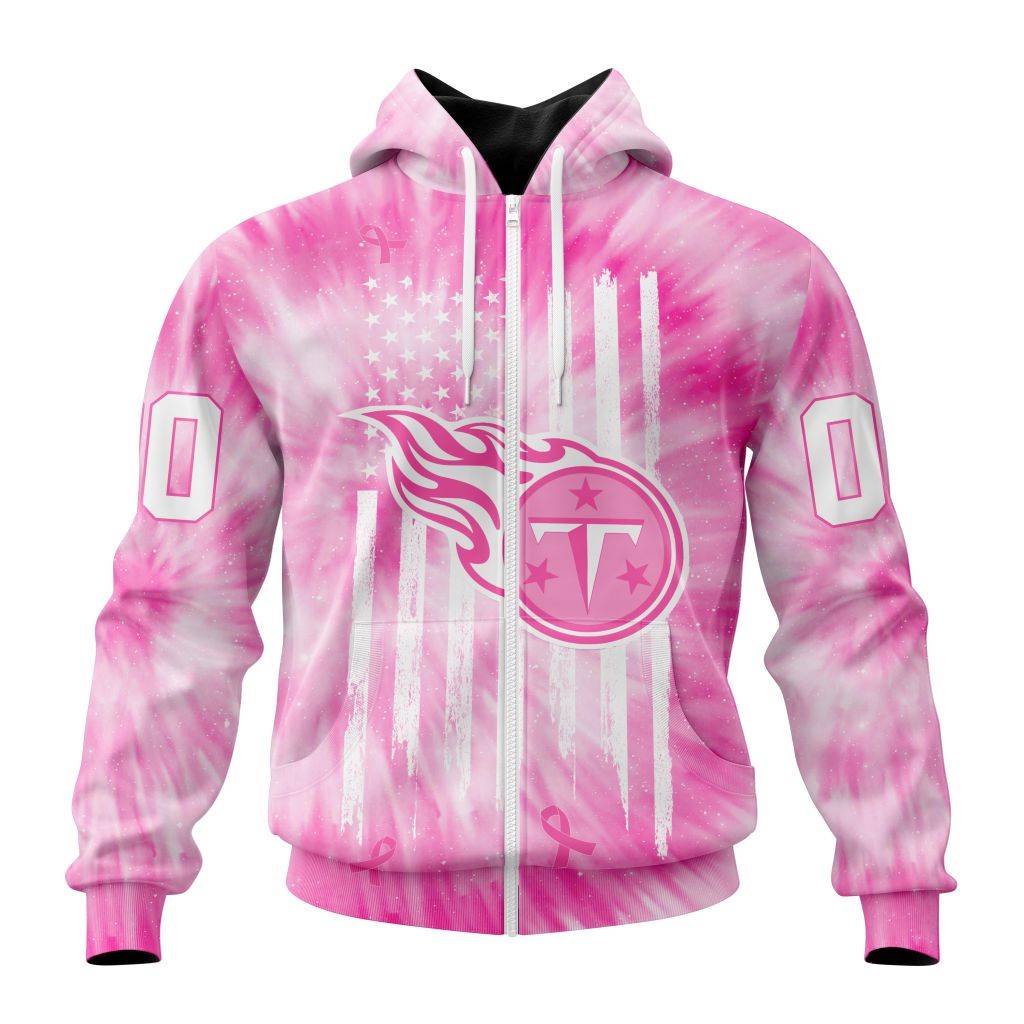 Nfl Tennessee Titans Special Pink Tie-Dye Zip Hoodie Personalized 