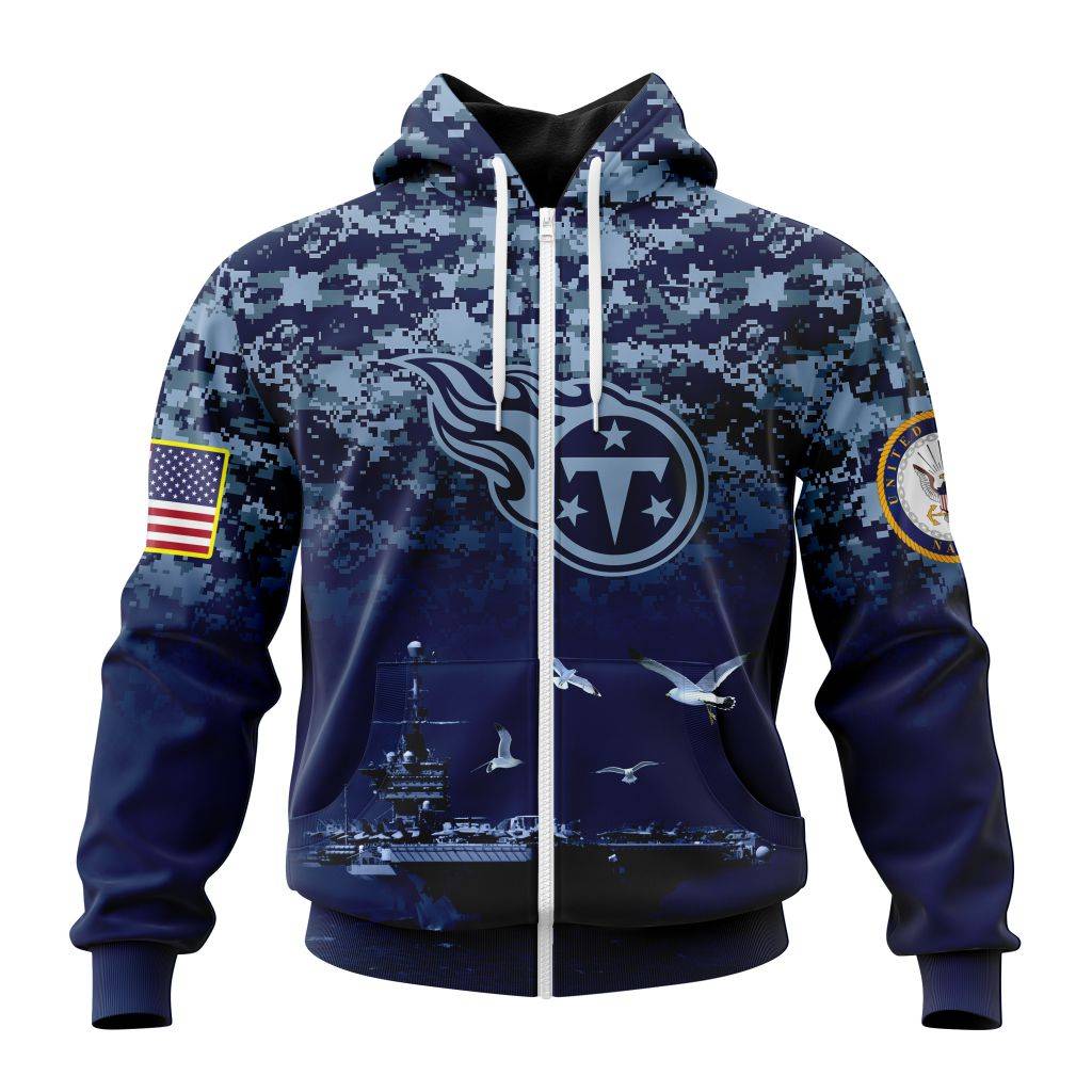 Nfl Tennessee Titans Honor Us Navy Veterans Zip Hoodie Personalized 