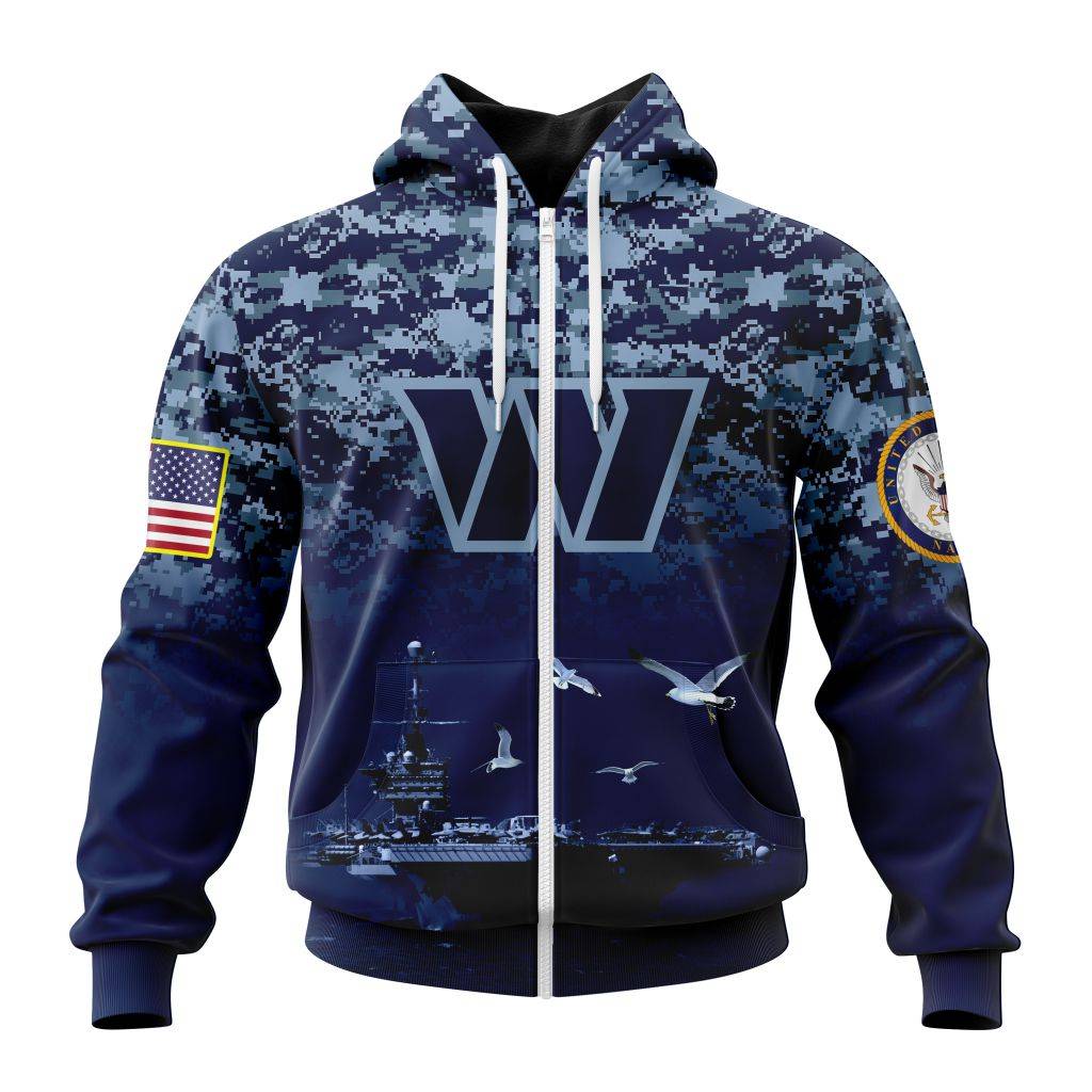 Nfl Washington Commanders Honor Us Navy Veterans Zip Hoodie Personalized 