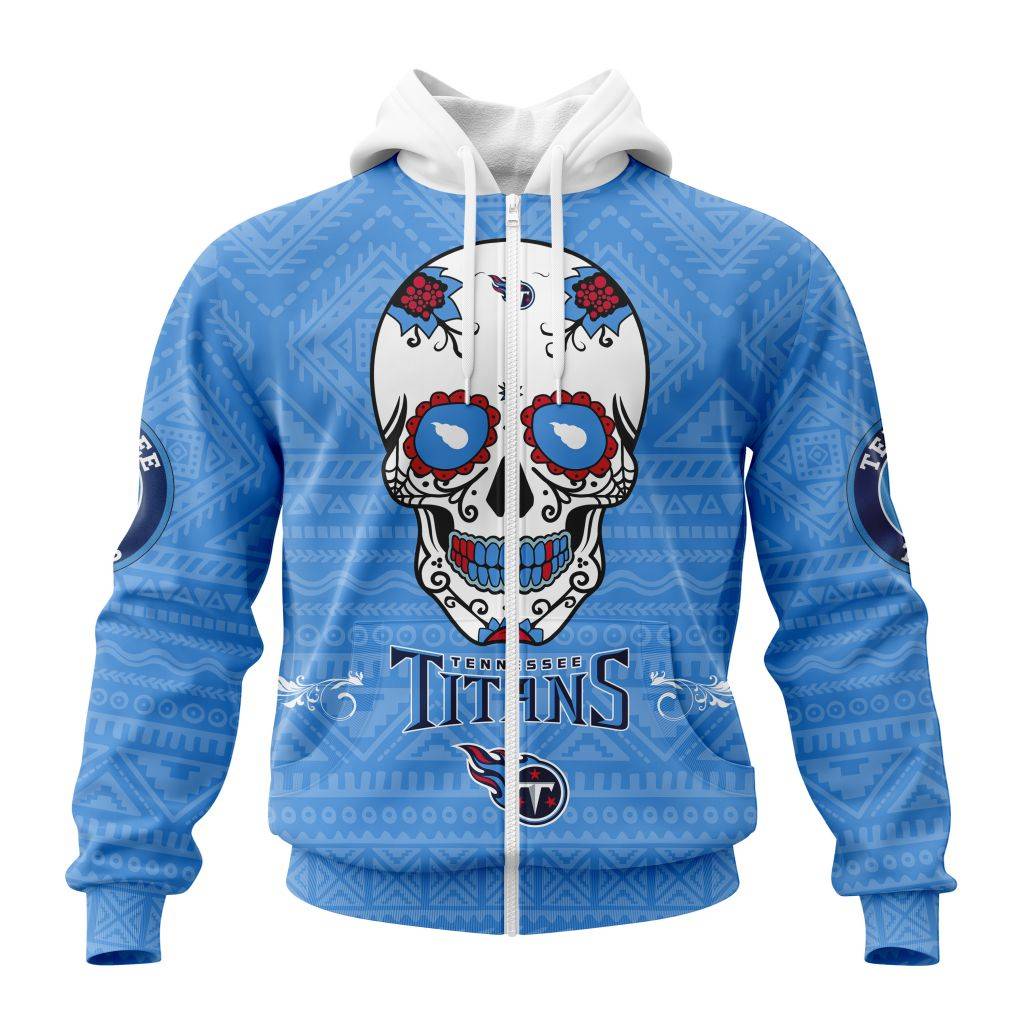 Nfl Tennessee Titans Specialized Kits For Dia De Muertos Zip Hoodie Personalized 