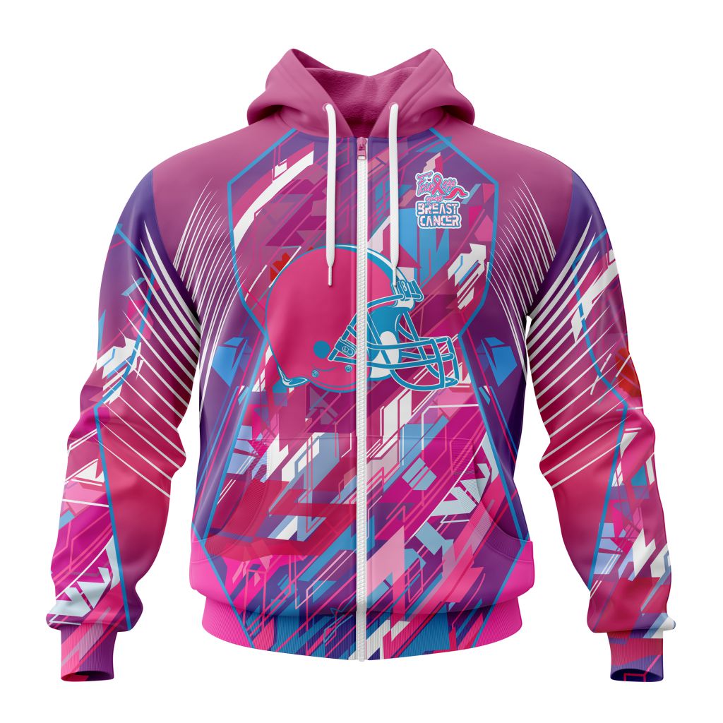 Customized Nfl Cleveland Browns I Pink I Can Fearless Again Breast Cancer Custom Zip Hoodie