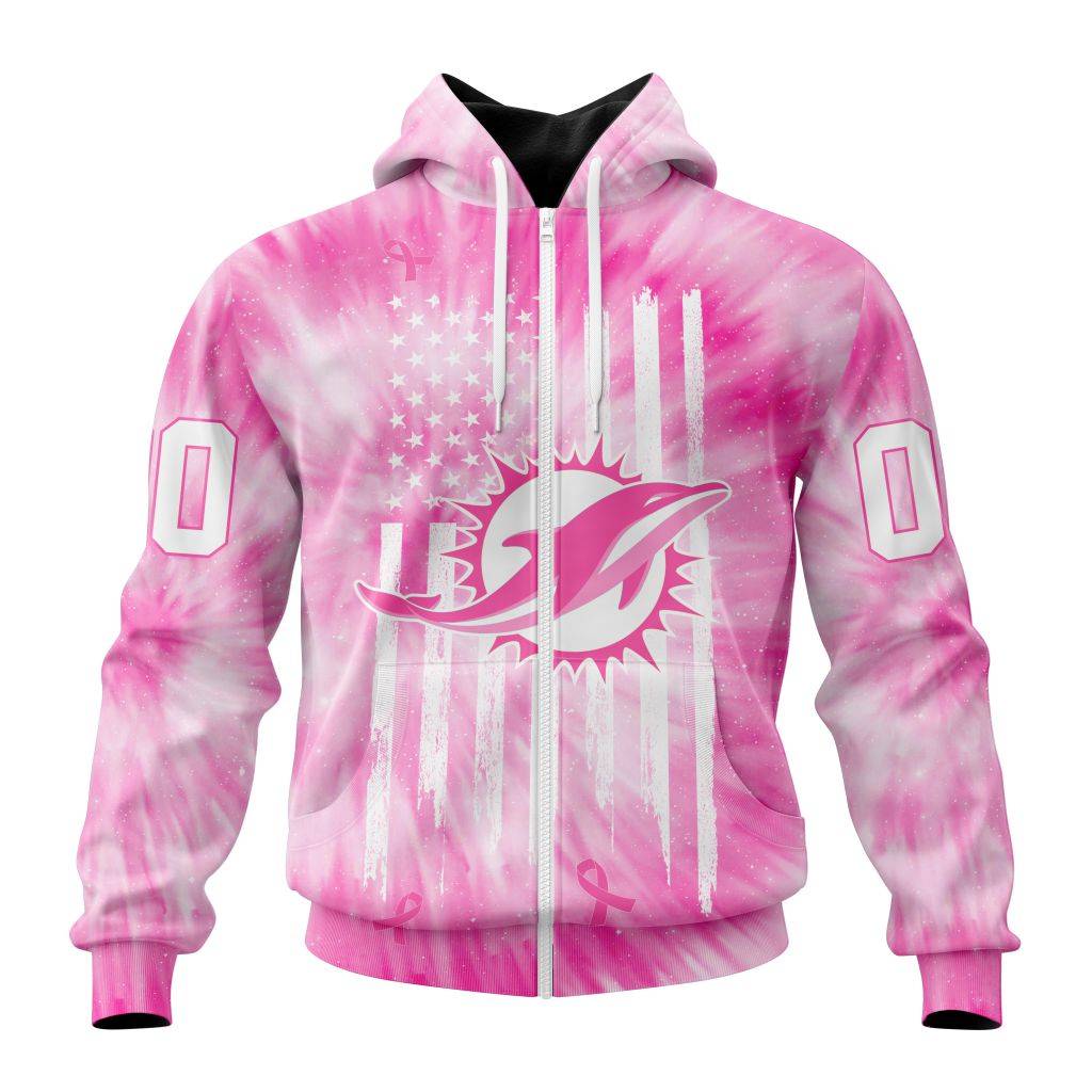 Nfl Miami Dolphins Special Pink Tie-Dye Custom Zip Hoodie