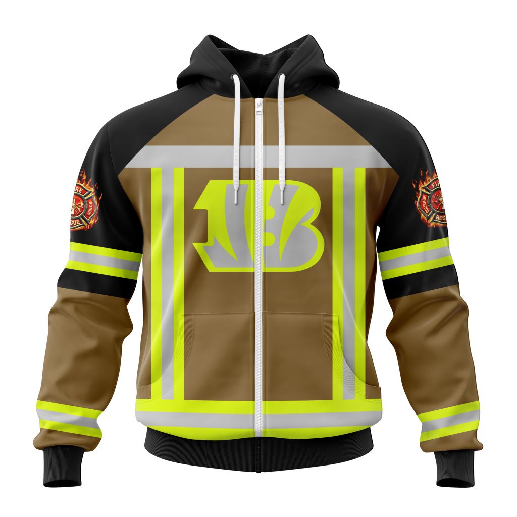 Customized Nfl Cincinnati Bengals Special Firefighter Uniform Design Custom Zip Hoodie