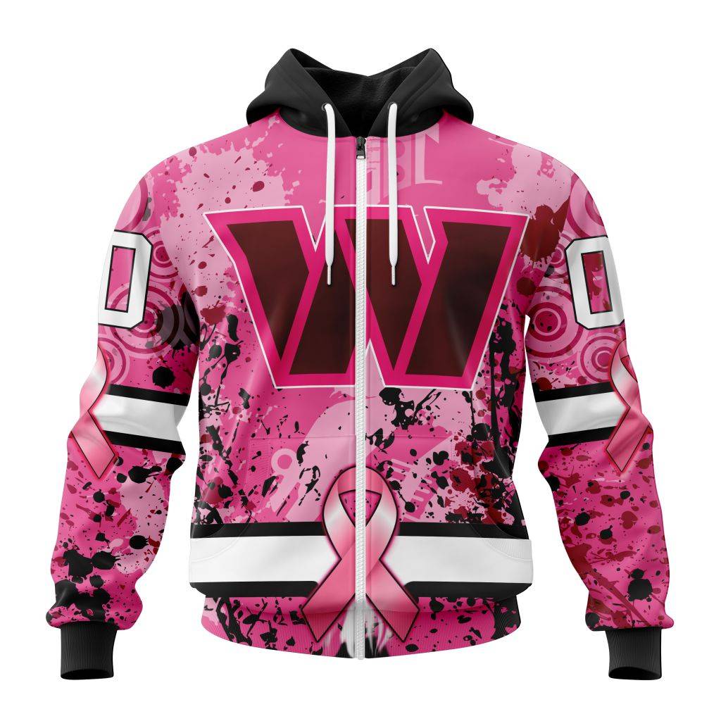 Customized Nfl Washington Football Team I Pink I Can In October We Wear Pink Breast Cancer Zip Hoodie