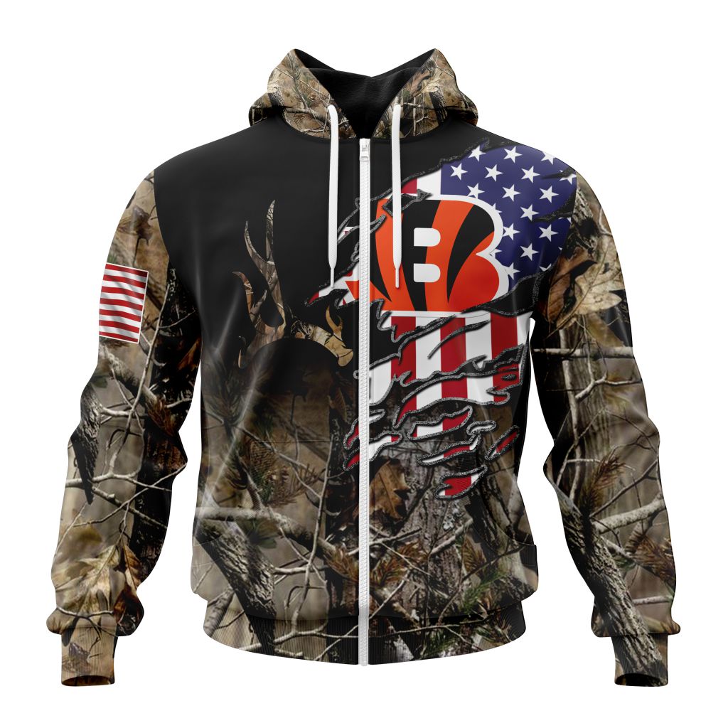 Customized Nfl Cincinnati Bengals Special Camo Realtree Hunting Custom Zip Hoodie