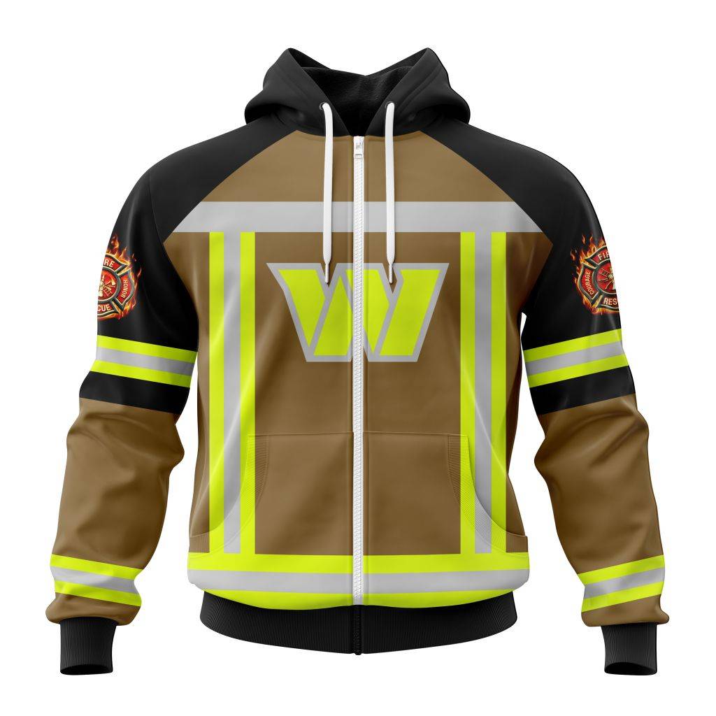 Nfl Washington Commanders Special Firefighter Uniform Design Custom Zip Hoodie