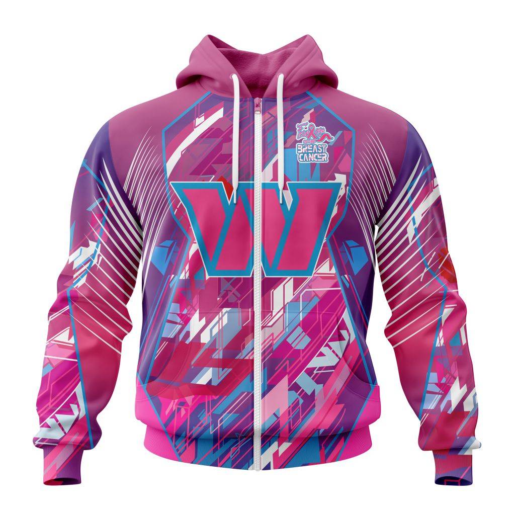 Customized Nfl Washington Football Team I Pink I Can Fearless Again Breast Cancer Zip Hoodie