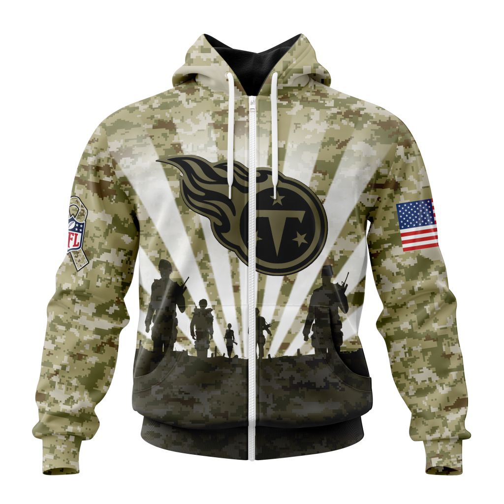 NFLTennessee Titans Salute To Service Honor Veterans And Their Families Custom Zip Hoodie
