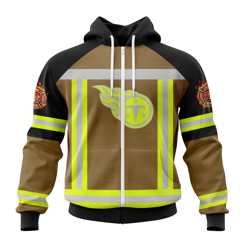 Nfl Tennessee Titans Special Firefighter Uniform Design Custom Zip Hoodie