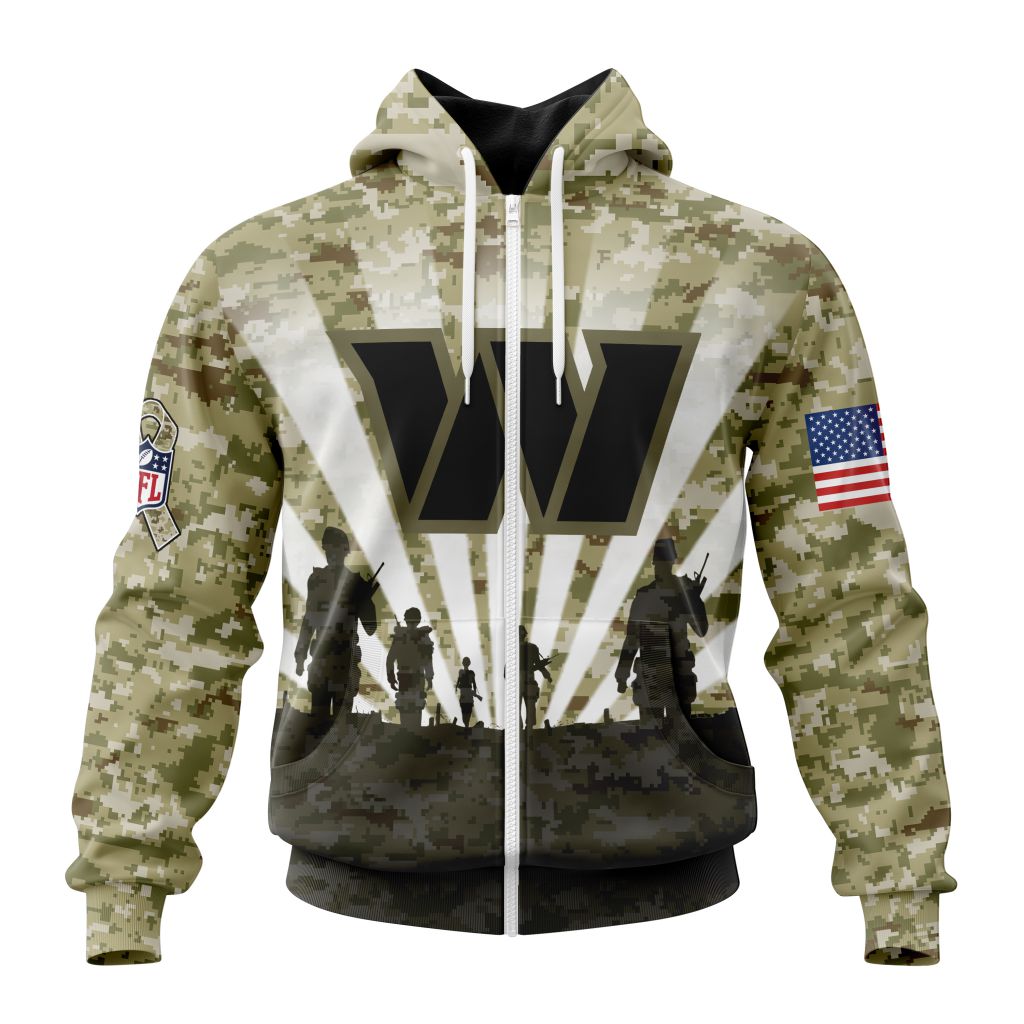 NFLWashington Commanders Salute To Service Honor Veterans And Their Families Custom Zip Hoodie