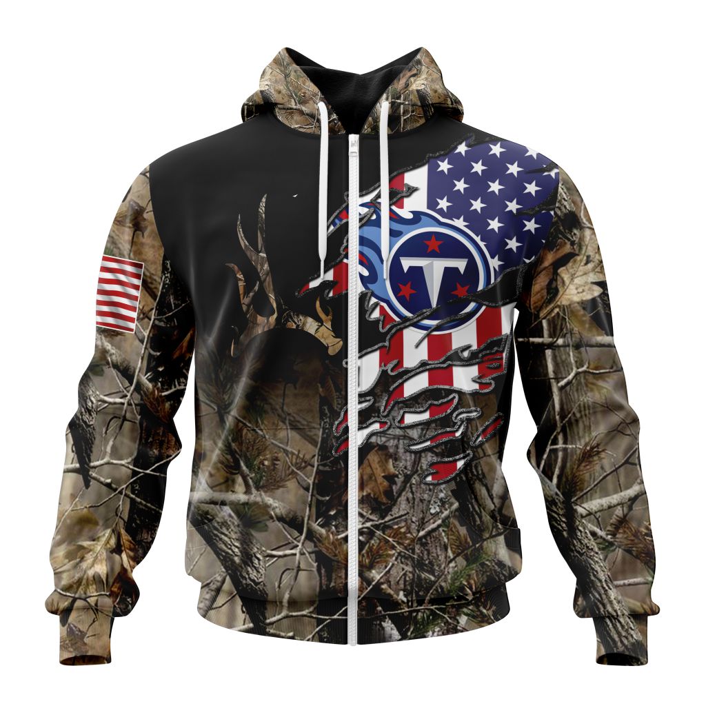 Nfl Tennessee Titans Special Camo Realtree Hunting Custom Zip Hoodie