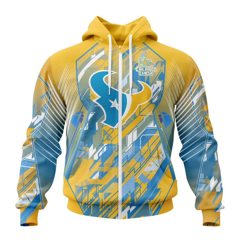 Nfl Houston Texans Childhood Cancers Zip Up Hoodie