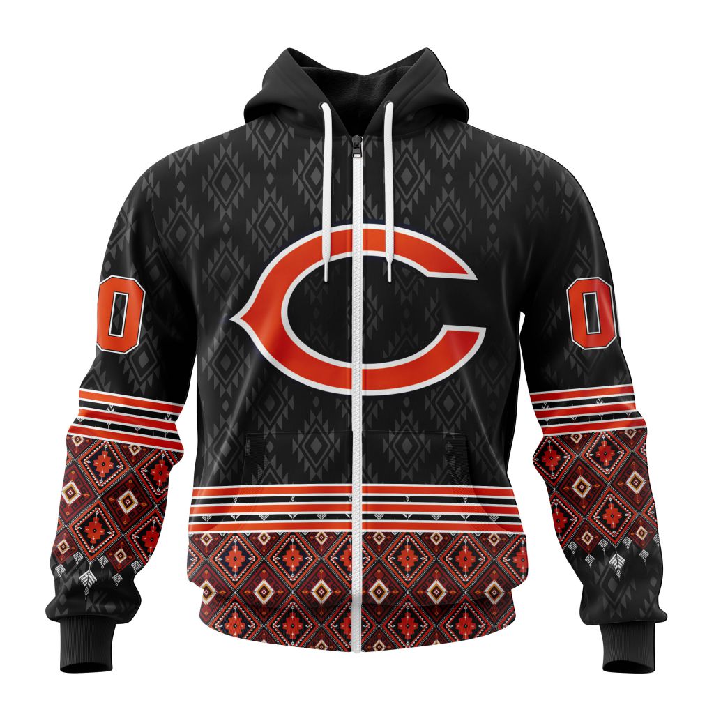 Nfl Chicago Bears Custom Name Number Native Concepts Zip Up Hoodie