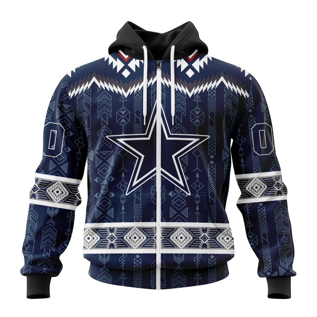 Nfl Dallas Cowboys Custom Name Number Native Concepts Zip Up Hoodie