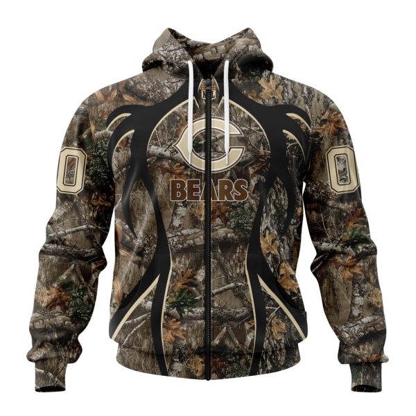 Nfl Chicago Bears Custom Name Number Hunting Camo Zip Up Hoodie