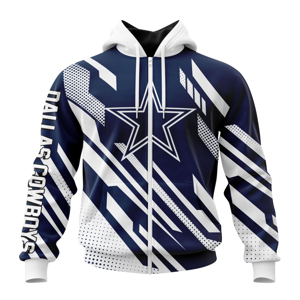 Nfl Dallas Cowboys Custom Name Number Motocross Concept Zip Up Hoodie