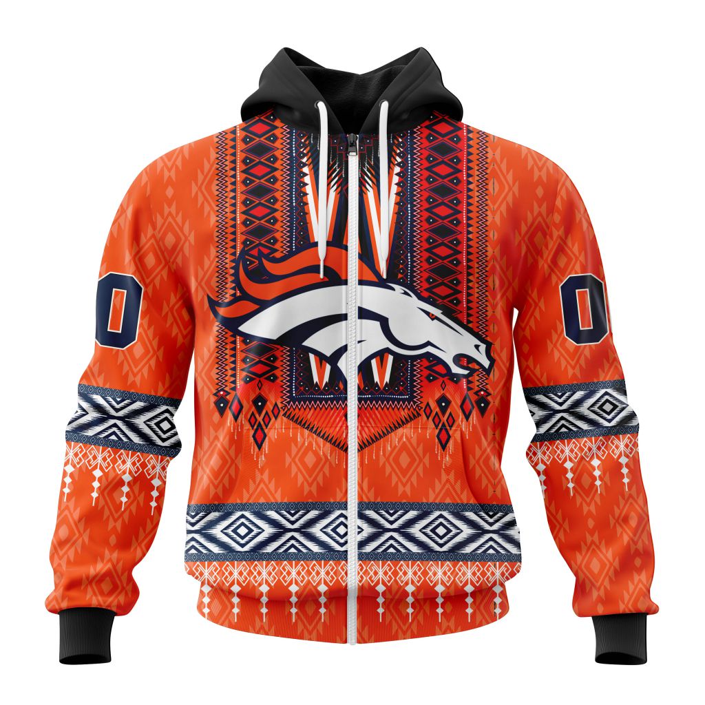 Nfl Denver Broncos Custom Name Number Native Concepts Zip Up Hoodie