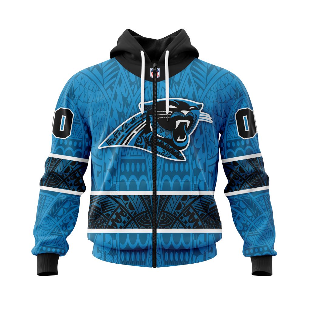 Nfl Carolina Panthers Custom Name Number Native With Samoa Culture Zip Up Hoodie