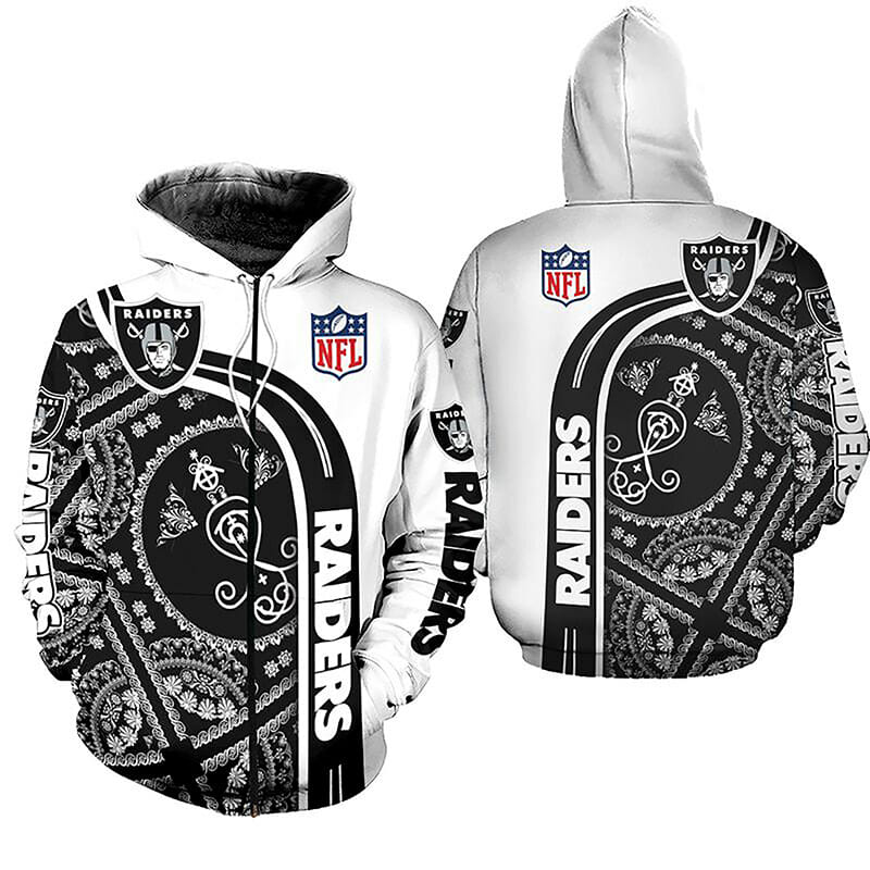 Nfl Las Vegas Raiders White Special Zip Up Hoodie