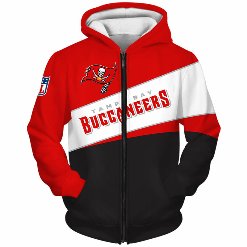Nfl Tampa Bay Buccaneers Black Red Zip Up Hoodie For Fans