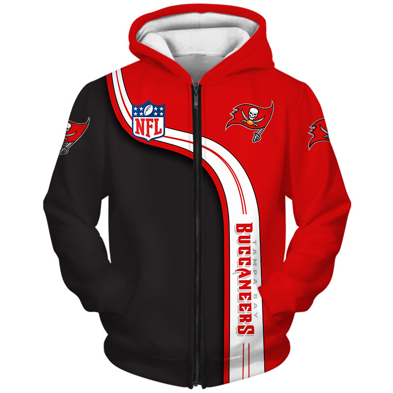 Nfl Tampa Bay Buccaneers Black Red Zip Up Hoodie