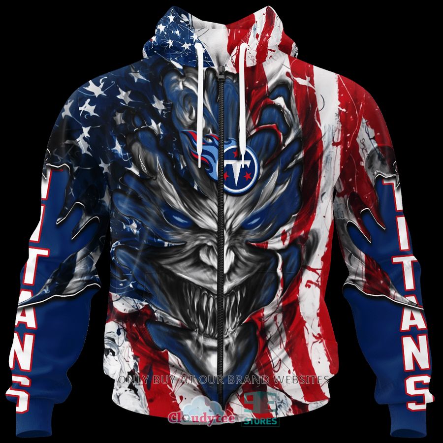 Nfl Tennessee Titans Custom Name America Flag Zip Up Hoodie