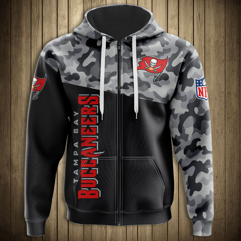 Nfl Tampa Bay Buccaneers Black Camo Zip Up Hoodie