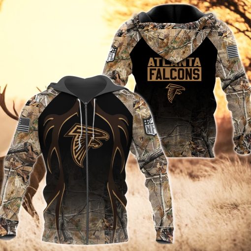 Nfl Atlanta Falcons Black Camo Zip Up Hoodie