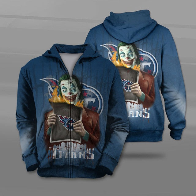 Nfl Tennessee Titans Joker Navy Blue Zip Up Hoodie