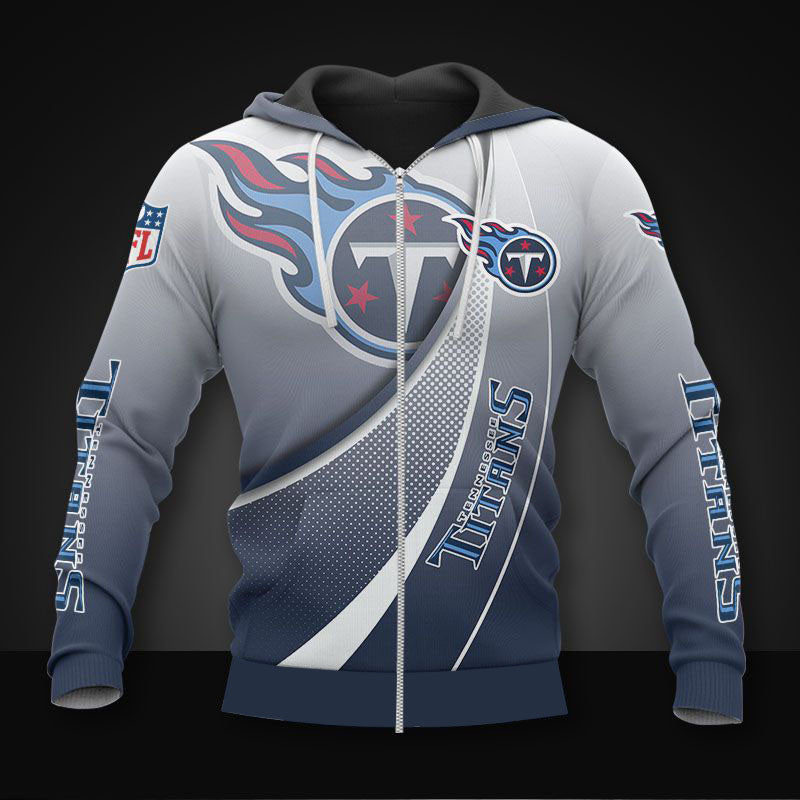 Nfl Tennessee Titans White Navy Blue Zip Up Hoodie