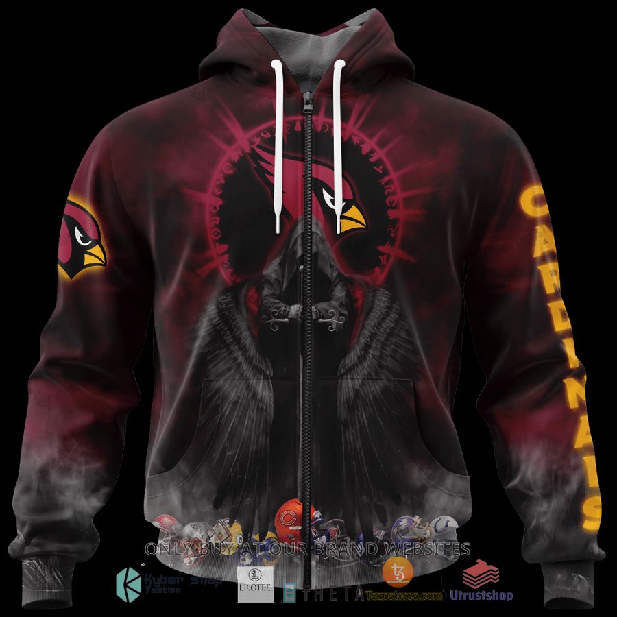Nfl Arizona Cardinals Custom Name Number Red Black Hades Zip Up Hoodie