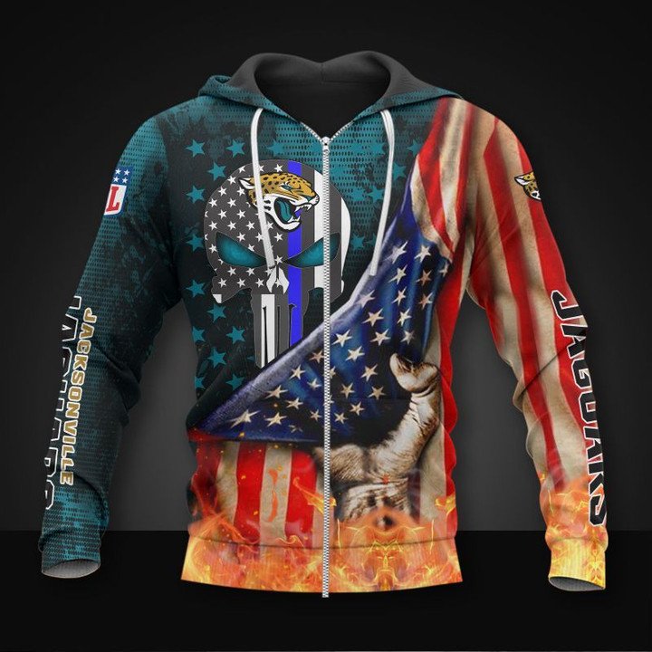 Nfl Jacksonville Jaguars America Flag Zip Up Hoodie For Fans