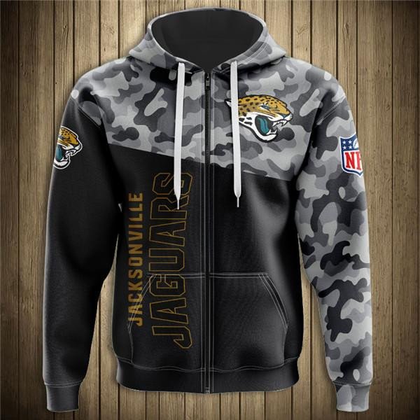 Nfl Jacksonville Jaguars Black Camo Zip Up Hoodie