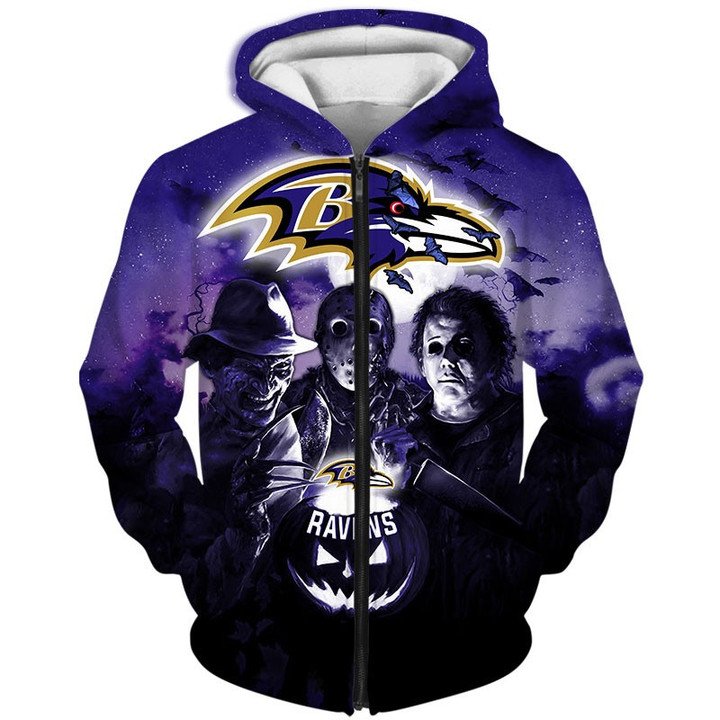 Nfl Baltimore Ravens Halloween Night Zip Up Hoodie