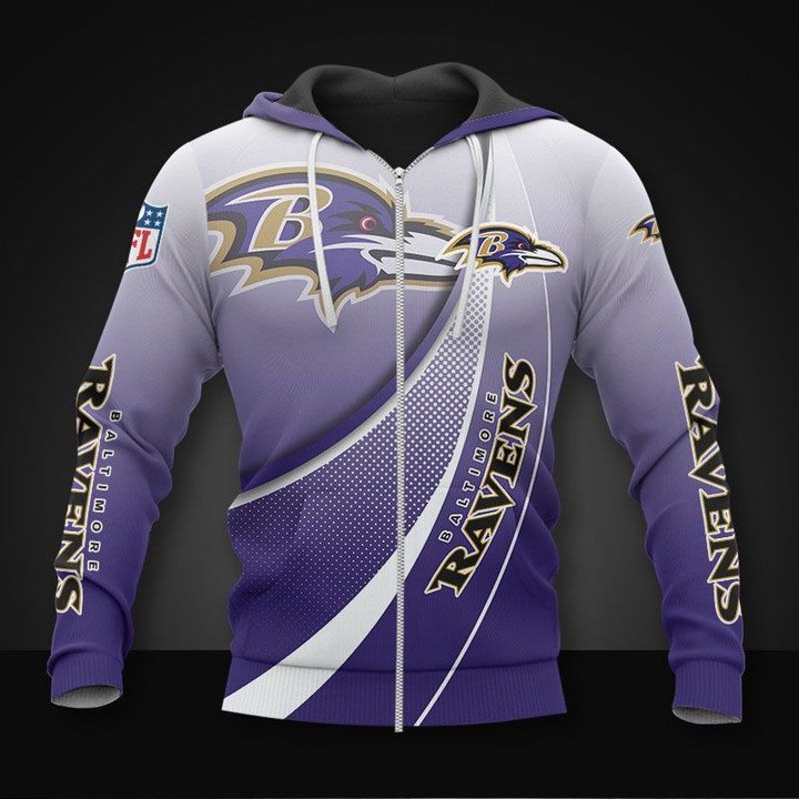 Nfl Baltimore Ravens Light Purple Zip Up Hoodie