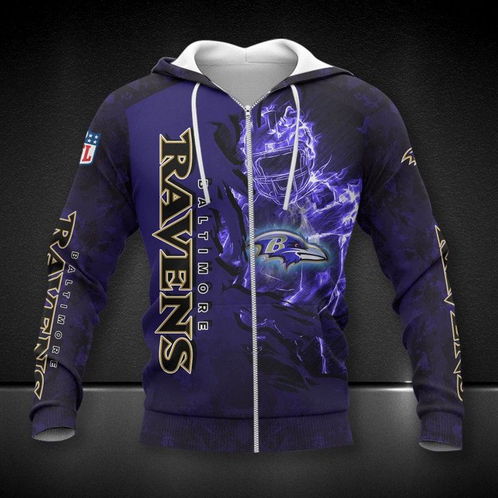 Nfl Baltimore Ravens Purple Camo Zip Up Hoodie