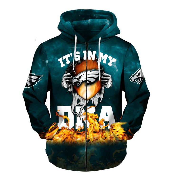 Nfl Philadelphia Eagles Green Dna Baby Groot Zip Up Hoodie