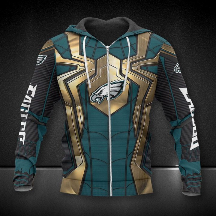 Nfl Philadelphia Eagles Spider Man Zip Up Hoodie