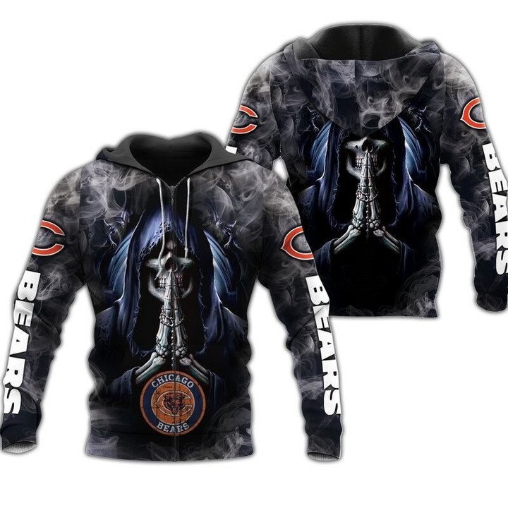 Nfl Chicago Bears Death Smoke Graphic Zip Up Hoodie