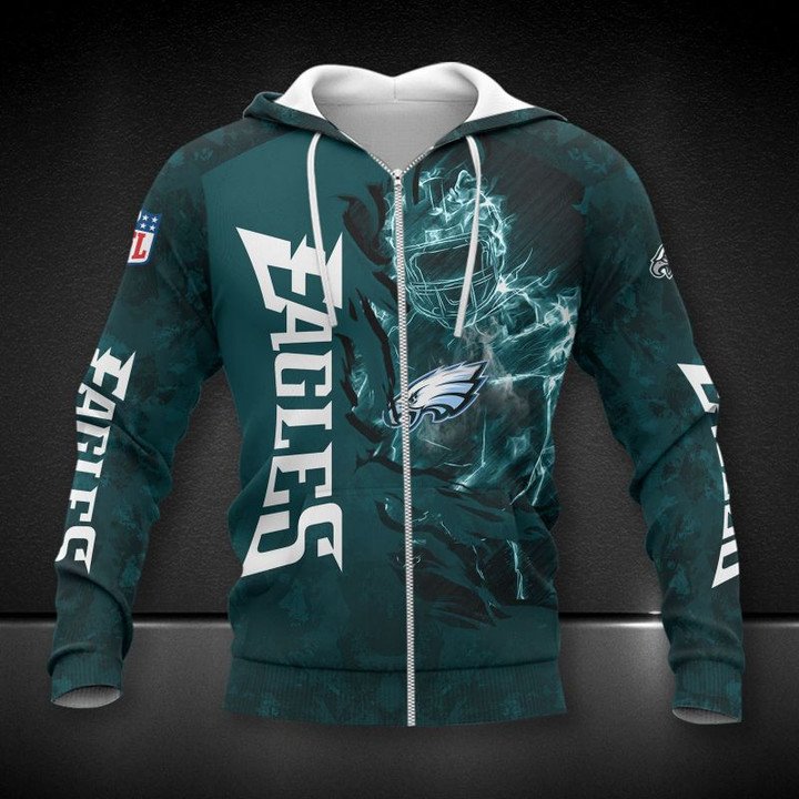 Nfl Philadelphia Eagles Dark Green Zip Up Hoodie
